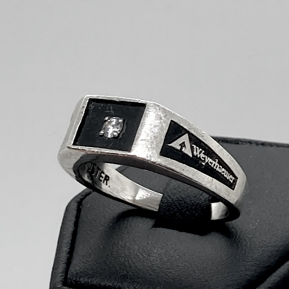 Vtg Weyerhaeuser Diamond & Sterling 25 Year Service  Award Ring Sz 11 | 10.7g